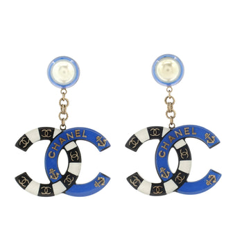 Chanel CC Anchor Drop Earrings Resin with Faux Pearl