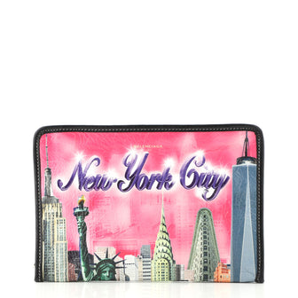 Balenciaga Bazar Pouch Cities Printed Leather