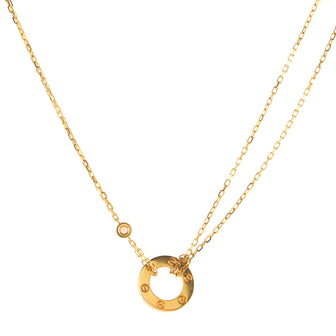 Cartier 2 Diamonds Love Pendant Necklace 18K Yellow Gold and Diamonds