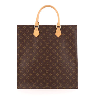 Louis Vuitton Sac Plat Handbag Monogram Canvas GM Brown