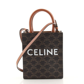 Celine Vertical Cabas Tote Triomphe Coated Canvas Mini