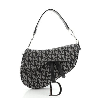 Christian Dior Vintage Saddle Bag Diorissimo Canvas Medium