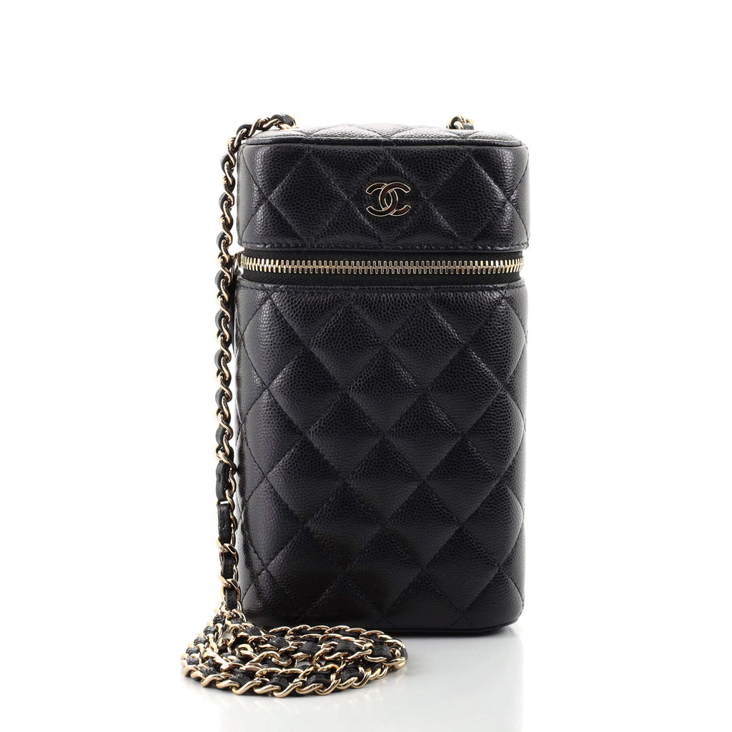 Chanel Classic Vanity Phone Holder with Chain Quilted Caviar Black 1193632