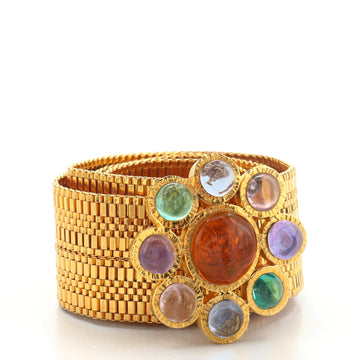 Chanel Flower Motif Belt Metal Mesh with Gripoix Wide