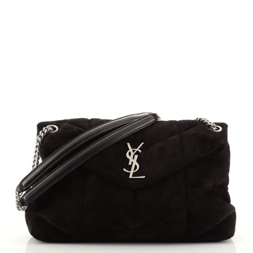 Saint Laurent LouLou Puffer Shoulder Bag Quilted Suede Medium