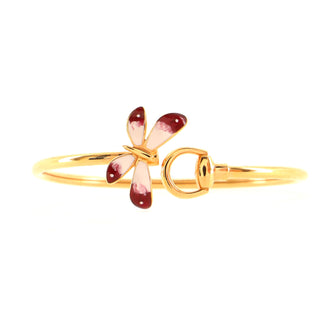 Gucci Flora Horsebit Butterfly Cuff Bracelet 18K Rose Gold with Enamel