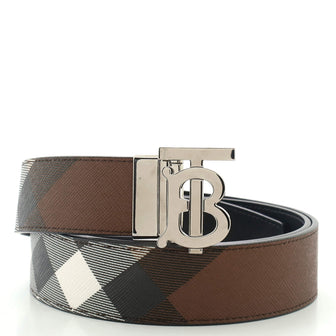 Burberry TB Reversible Belt Check E-Canvas and Leather Medium