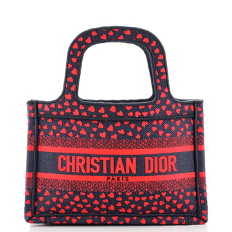 Christian Dior Book Tote I Love Paris Heart Embroidered Canvas Mini