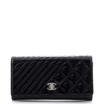 Chanel Coco Boy Flap Wallet Quilted Patent Long