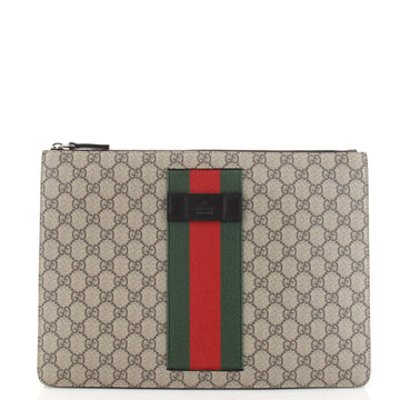 Gucci Web Wristlet Clutch GG Coated Canvas