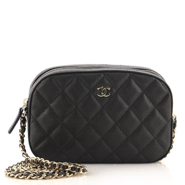 Chanel Zip Around Chain Camera Case Quilted Caviar Mini