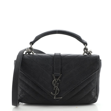 Saint Laurent Classic Monogram College Chain Wallet Matelasse Chevron Leather