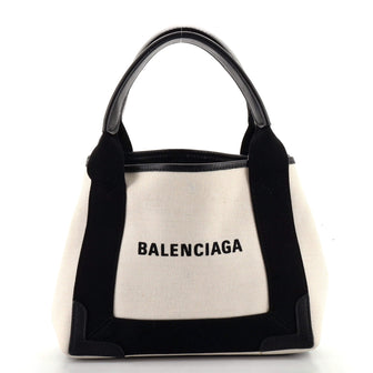 Balenciaga Navy Cabas Canvas and Leather XS