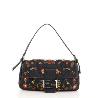 Fendi Baguette Bag Embellished Denim