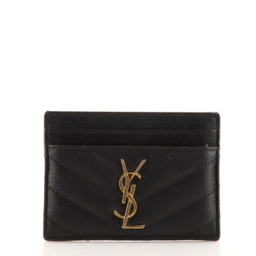 Saint Laurent Classic Monogram Card Holder Matelasse Chevron Leather