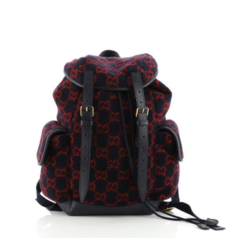 Gucci Double Pocket Belt Backpack GG Wool Medium