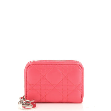 Christian Dior Lady Dior Zip Around Wallet Cannage Quilt Lambskin Compact
