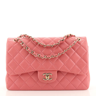 Chanel Classic Double Flap Bag Quilted Caviar Jumbo