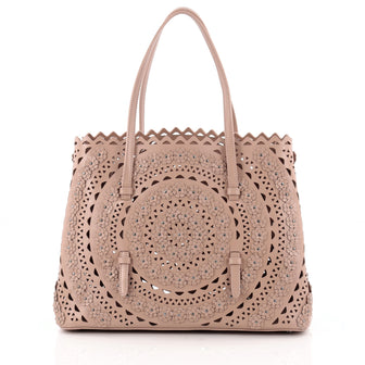 Alaia Studded Open Tote Laser Cut Leather Large