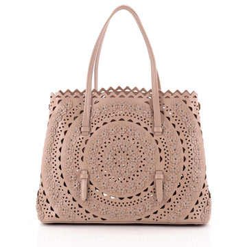 Alaia Studded Open Tote Laser Cut Leather Large