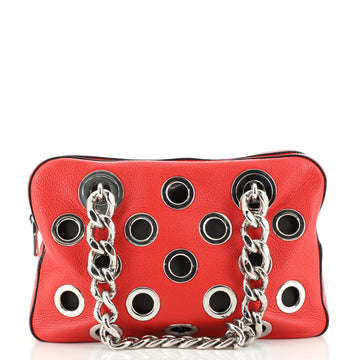 Prada Grommet Chain Shoulder Bag Vitello Daino Medium