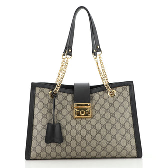 Gucci Padlock Chain Tote GG Coated Canvas Medium