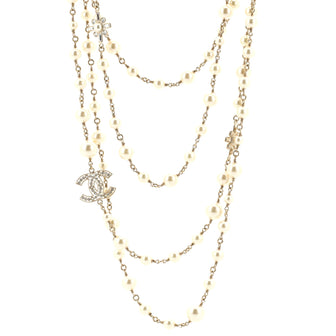 Chanel CC Pearl Multistrand Necklace Metal and Faux Pearls