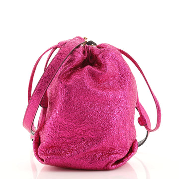 Saint Laurent Teddy Bucket Bag Metallic Crinkled Calfskin Small