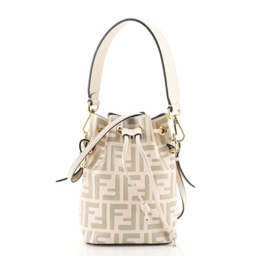 Fendi Mon Tresor Bucket Bag Zucca Embossed Leather Mini