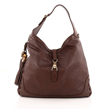 Gucci New Jackie Handbag Diamante Leather Large