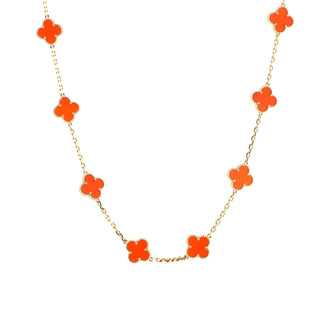 Van Cleef & Arpels Vintage Alhambra 20 Motifs Necklace 18K Yellow Gold and Carnelian