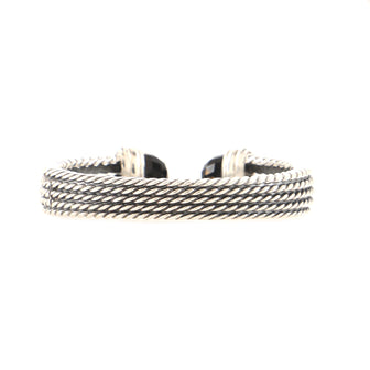 David Yurman Wheaton Cuff Bracelet Sterling Silver with Onyx and Diamonds 10mm