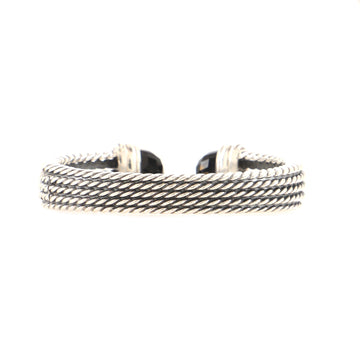 David Yurman Wheaton Cuff Bracelet Sterling Silver with Onyx and Diamonds 10mm