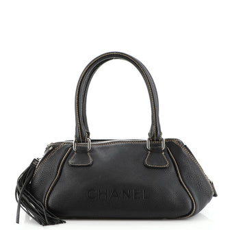 Chanel Lax Tassel Bag Pebbled Leather Medium
