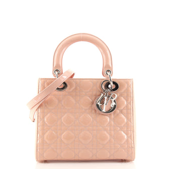 Christian Dior Lady Dior Bag Cannage Quilt Patent Medium