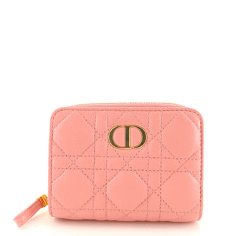 Christian Dior Caro Zipped Wallet Cannage Quilt Grained Calfskin Compact