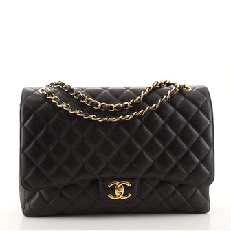 Chanel Classic Double Flap Bag Quilted Caviar Maxi