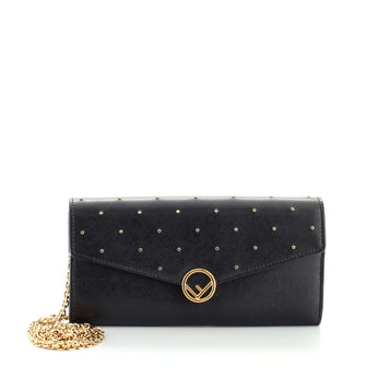 Fendi F is Fendi Continental Chain Wallet Studded Leather