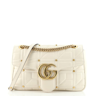 Gucci GG Marmont Flap Bag Studded Matelasse Leather Medium