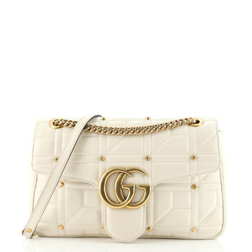 Gucci GG Marmont Flap Bag Studded Matelasse Leather Medium