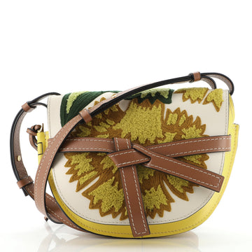 Loewe Gate Shoulder Bag Leather with Floral Applique Small