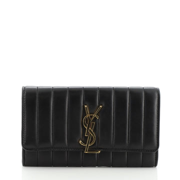 Saint Laurent Vicky Flap Wallet Vertical Quilted Leather