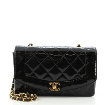 Chanel Vintage Diana Flap Bag Quilted Patent Small