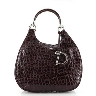 Christian Dior 61 Shoulder Bag Crocodile Embossed Patent Medium
