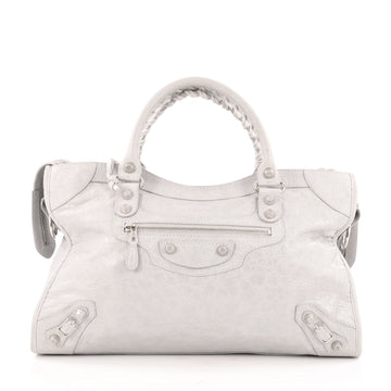 Balenciaga City Giant Studs Handbag Leather Medium Gray