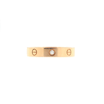 Cartier Love Wedding Band 1 Diamond Ring 18K Rose Gold with Diamond