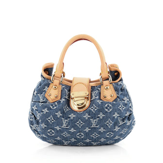 Louis Vuitton Pleaty Handbag Denim Small