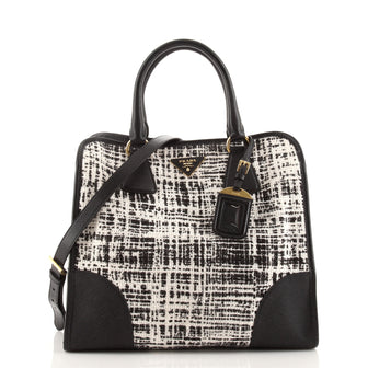Prada Convertible Shopping Tote Tweed with Saffiano Large