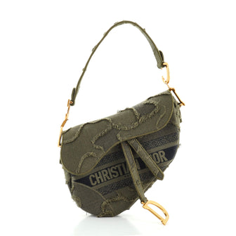 Christian Dior Saddle Handbag Camouflage Embroidered Canvas Medium