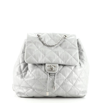 Chanel Ground Control Flap Backpack Quilted Iridescent Calfskin Small